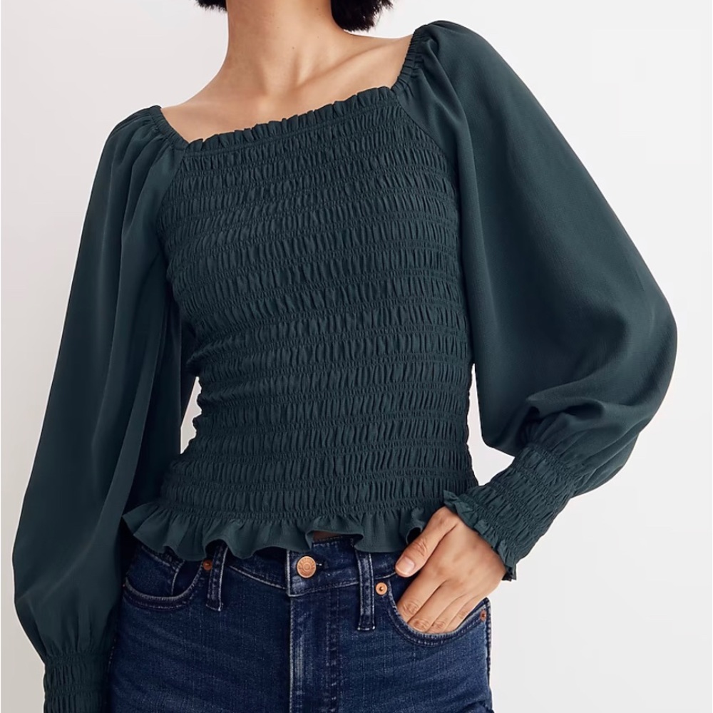 Madewell Lucie Bubble-sleeve Smocked Top